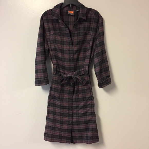 Merrell Dresses & Skirts - Merrell Davina Plum Plaid Belted Shirt Dress
